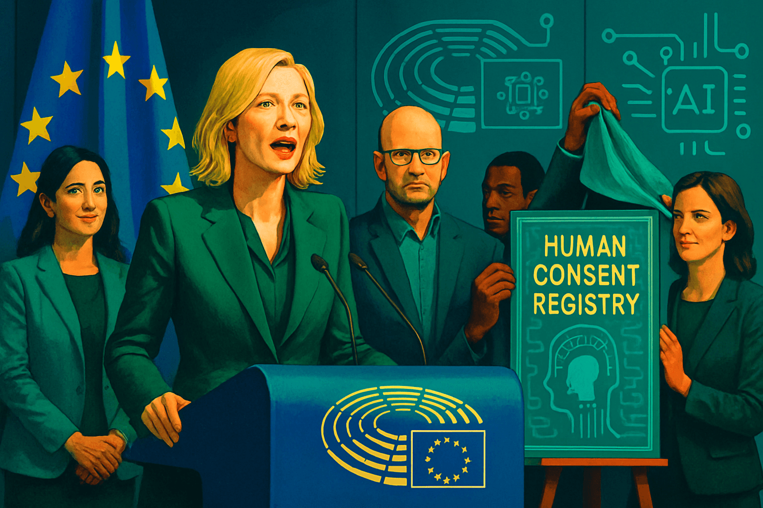 Brief IA : Cate Blanchett défie l'IA à Bruxelles avec un registre de consentement