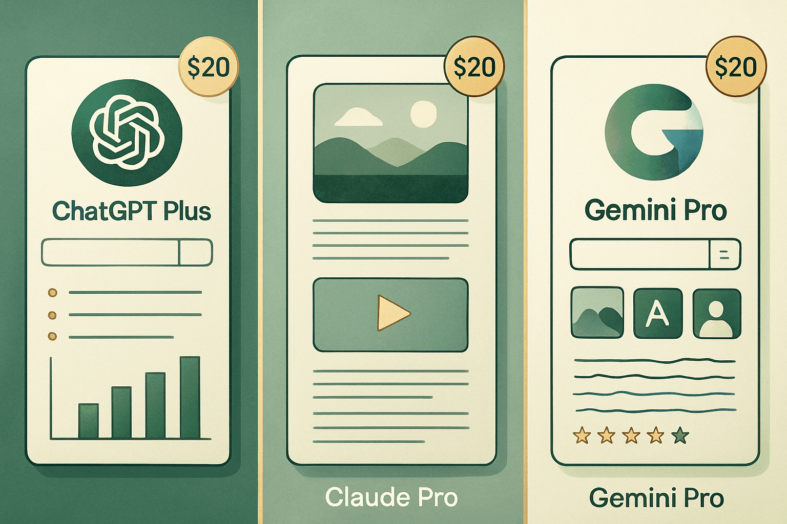 Brief IA : ChatGPT Plus, Claude Pro, Gemini Pro : quel choix à 20 $ ?