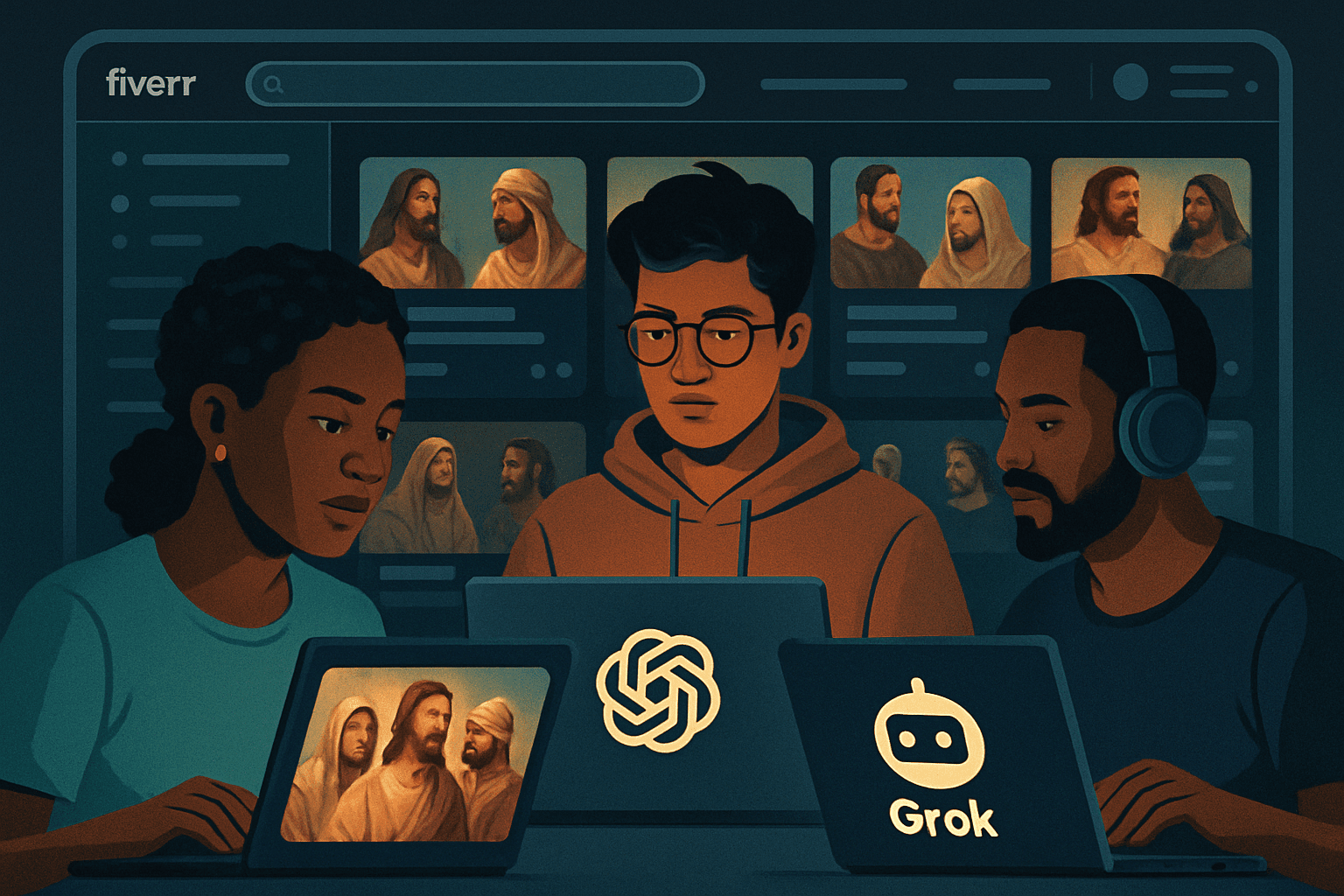 Brief IA : Fiverr et l'essor des vidéos bibliques IA par freelances