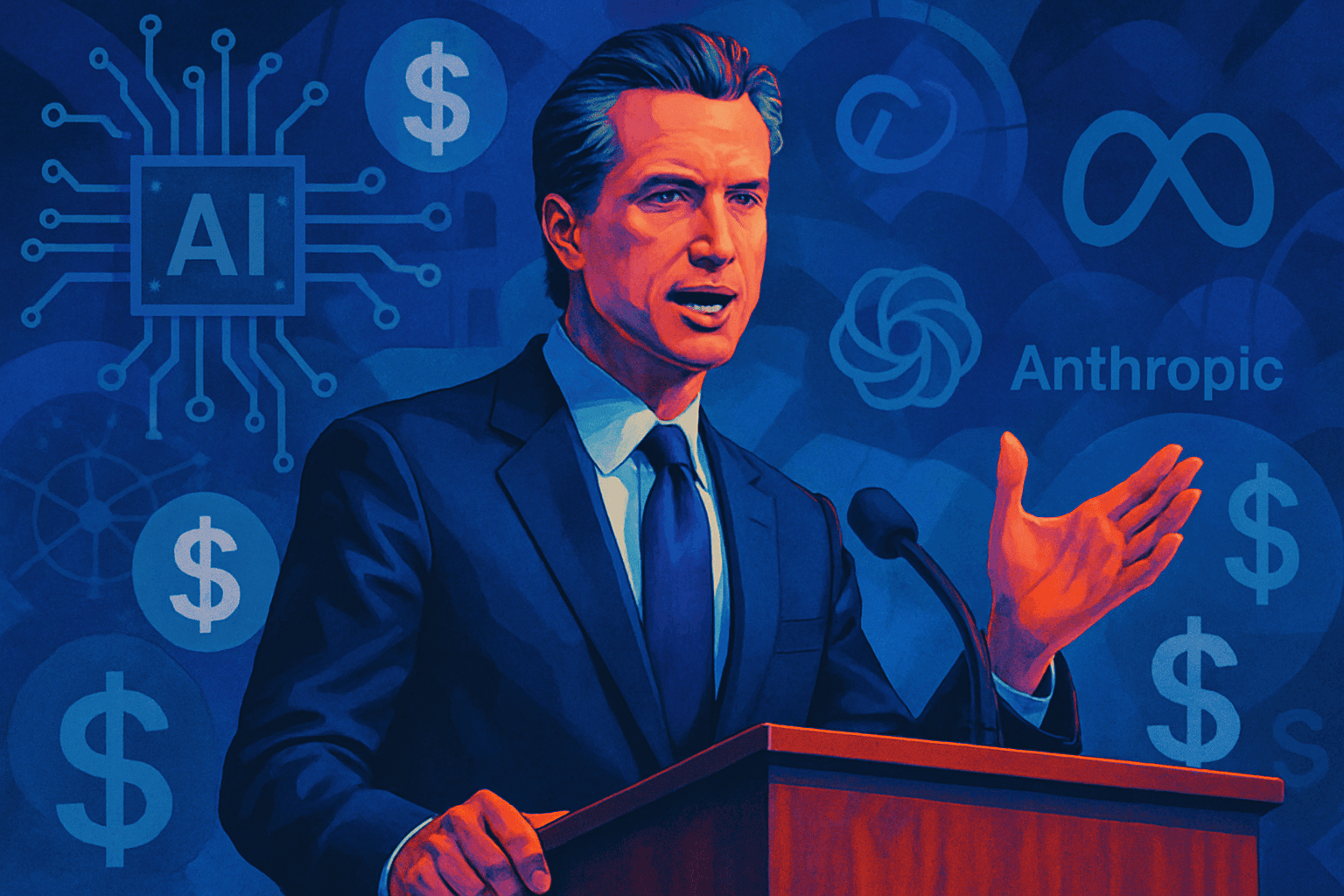 Brief IA : Gavin Newsom : impôt fédéral et fonds IA pour tous