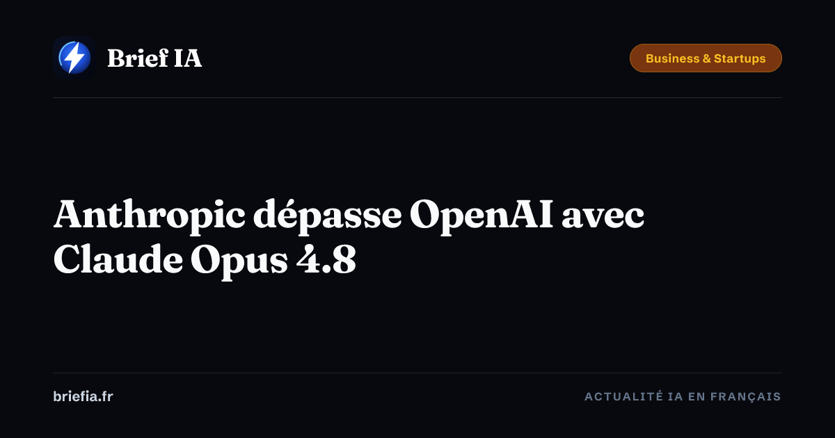 Brief IA : Anthropic dépasse OpenAI avec Claude Opus 4.8