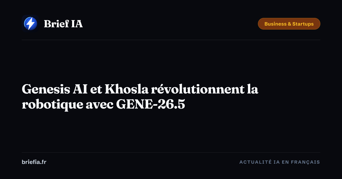 Brief IA : Genesis AI et Khosla révolutionnent la robotique avec GENE-26.5