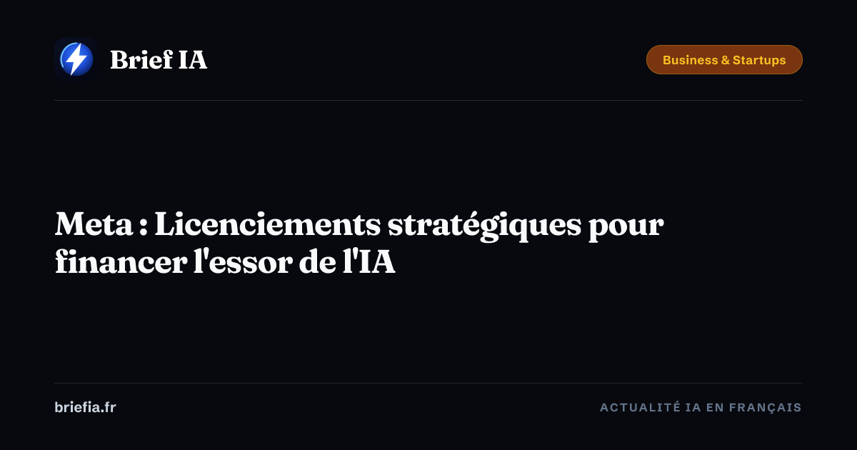 Brief IA : Meta : Licenciements stratégiques pour financer l'essor de l'IA