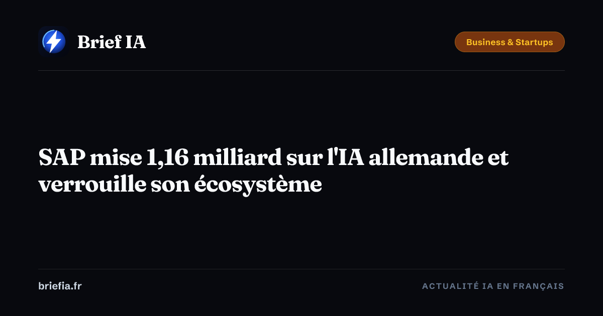 Brief IA : SAP mise 1,16 milliard sur l'IA allemande et verrouille son écosystème