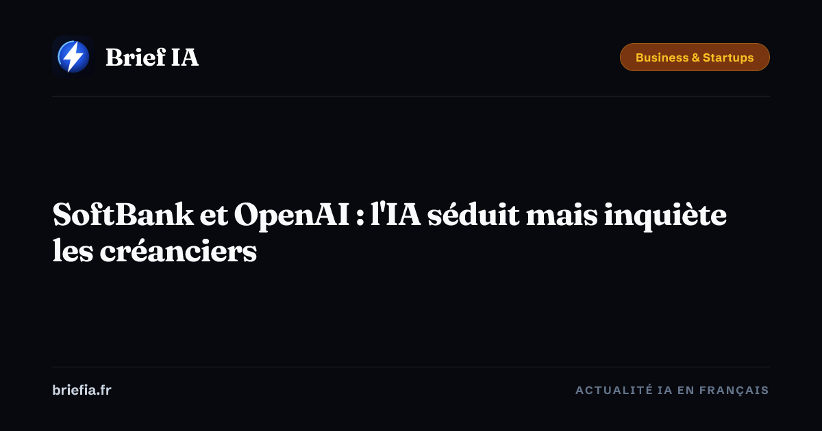 Brief IA : SoftBank et OpenAI : l'IA séduit mais inquiète les créanciers