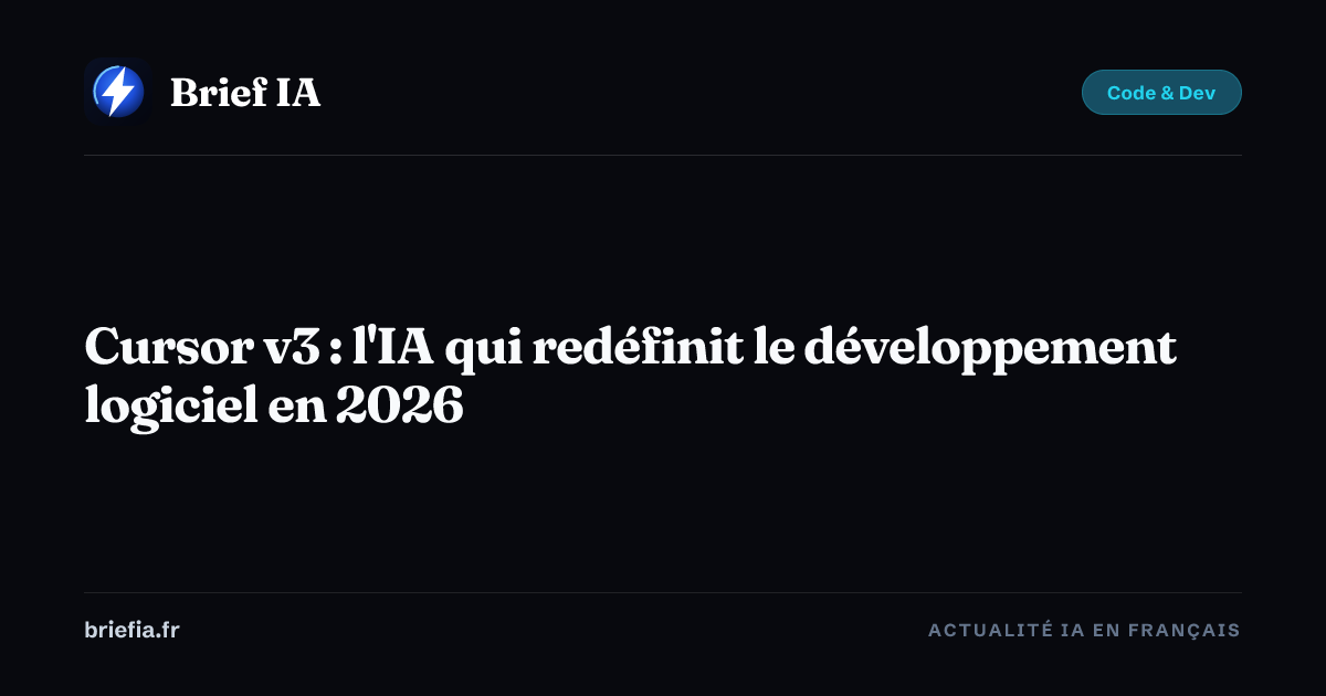 Brief IA : Cursor v3 : l'IA qui redéfinit le développement logiciel en 2026