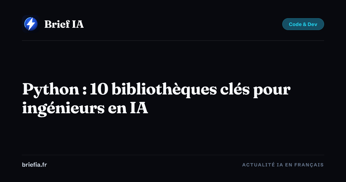 Brief IA : Python : 10 bibliothèques clés pour ingénieurs en IA