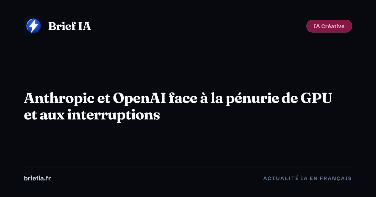 Brief IA : Anthropic et OpenAI face à la pénurie de GPU et aux interruptions