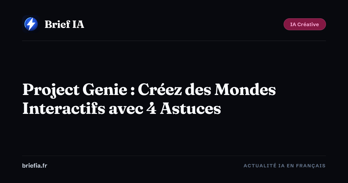 Brief IA : Project Genie : Créez des Mondes Interactifs avec 4 Astuces