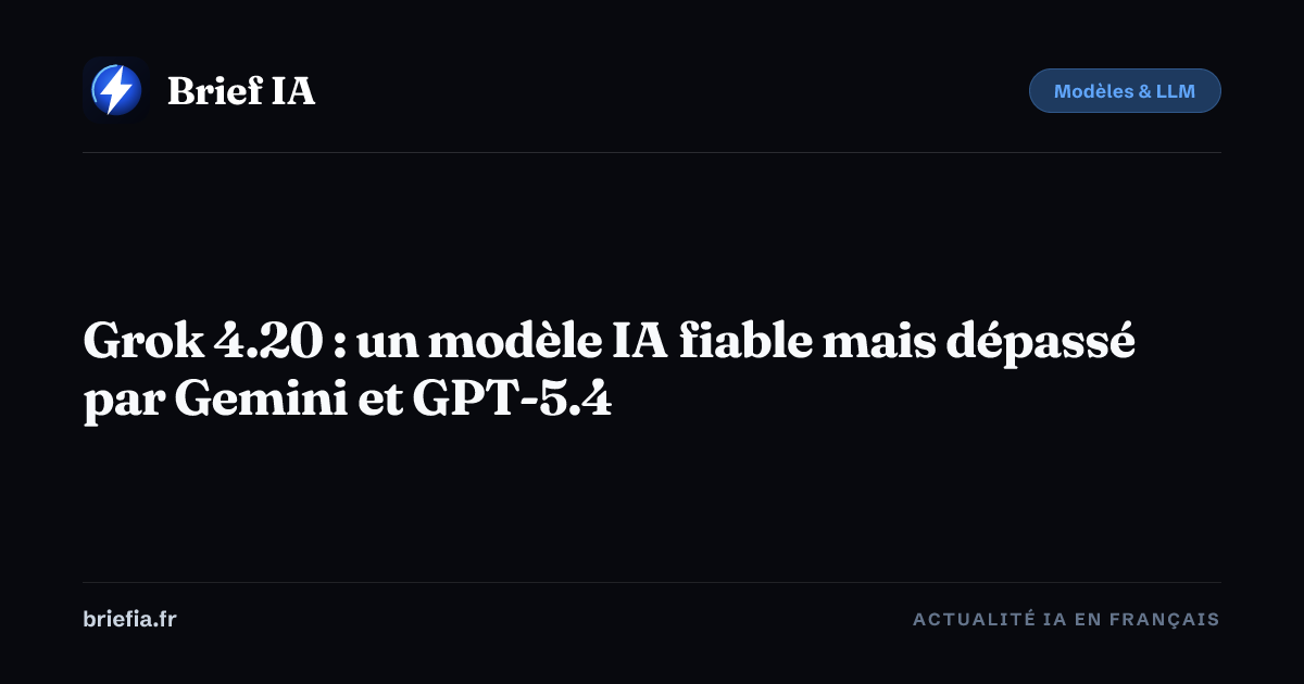 Brief IA : Grok 4.20 : un modèle IA fiable mais dépassé par Gemini et GPT-5.4