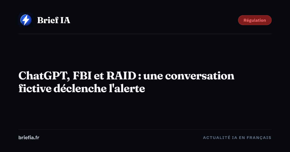 Brief IA : ChatGPT, FBI et RAID : une conversation fictive déclenche l'alerte