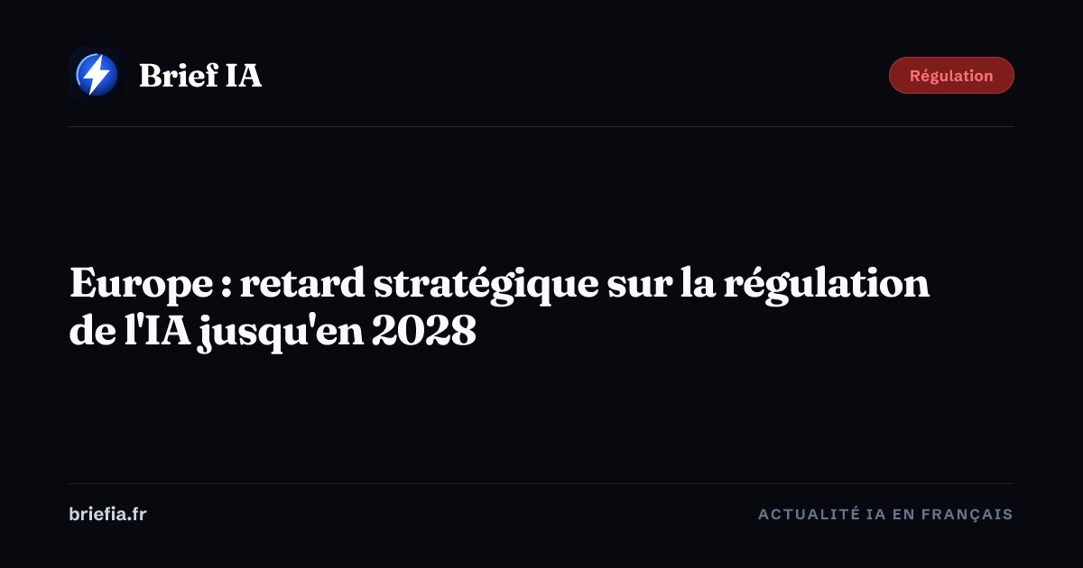 Brief IA : Europe : retard stratégique sur la régulation de l'IA jusqu'en 2028