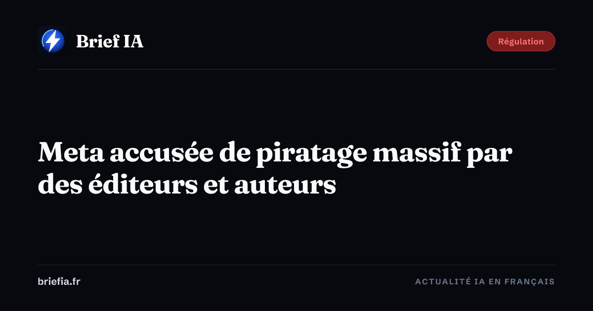 Brief IA : Meta accusée de piratage massif par des éditeurs et auteurs
