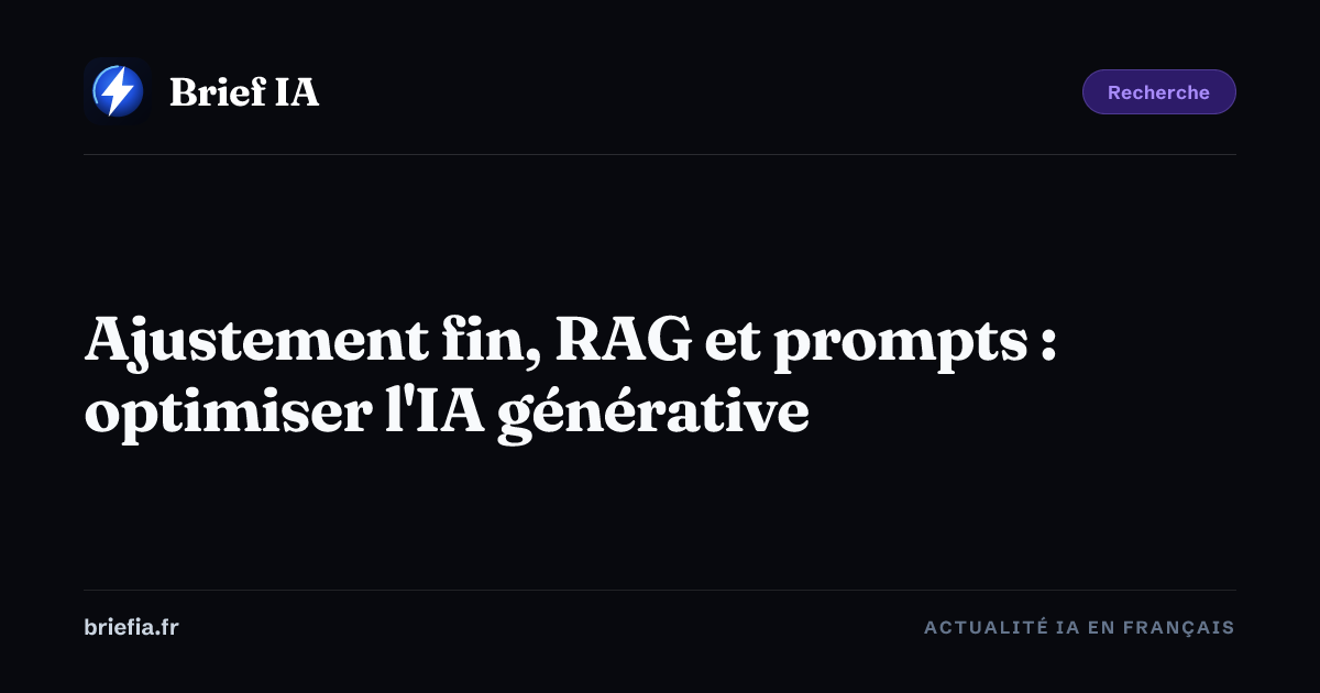 Ajustement fin, RAG et prompts : optimiser l'IA générative