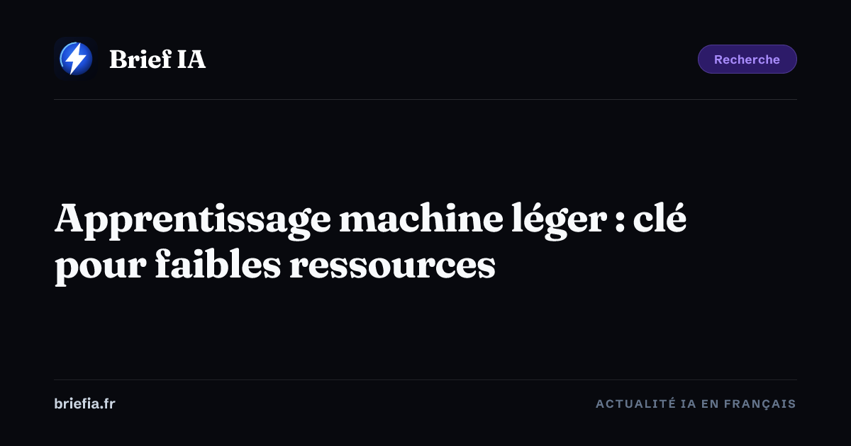 Brief IA : Apprentissage machine léger : clé pour faibles ressources