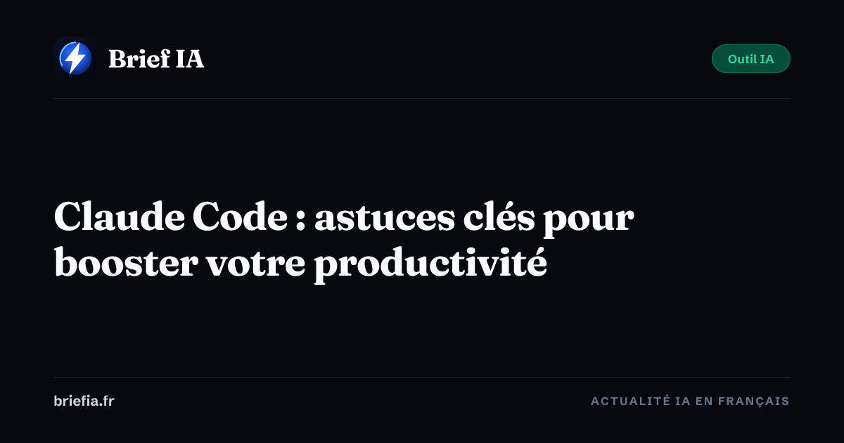 Brief IA : Claude Code : astuces clés pour booster votre productivité