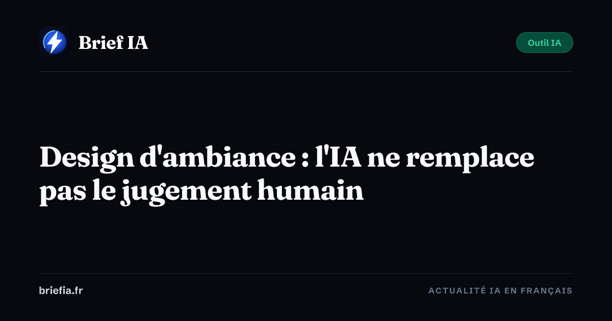 Brief IA : Design d'ambiance : l'IA ne remplace pas le jugement humain