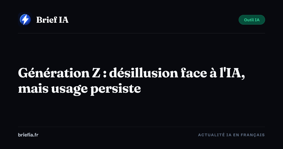 Brief IA : Génération Z : désillusion face à l'IA, mais usage persiste