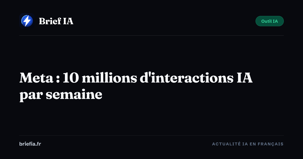 Brief IA : Meta : 10 millions d'interactions IA par semaine