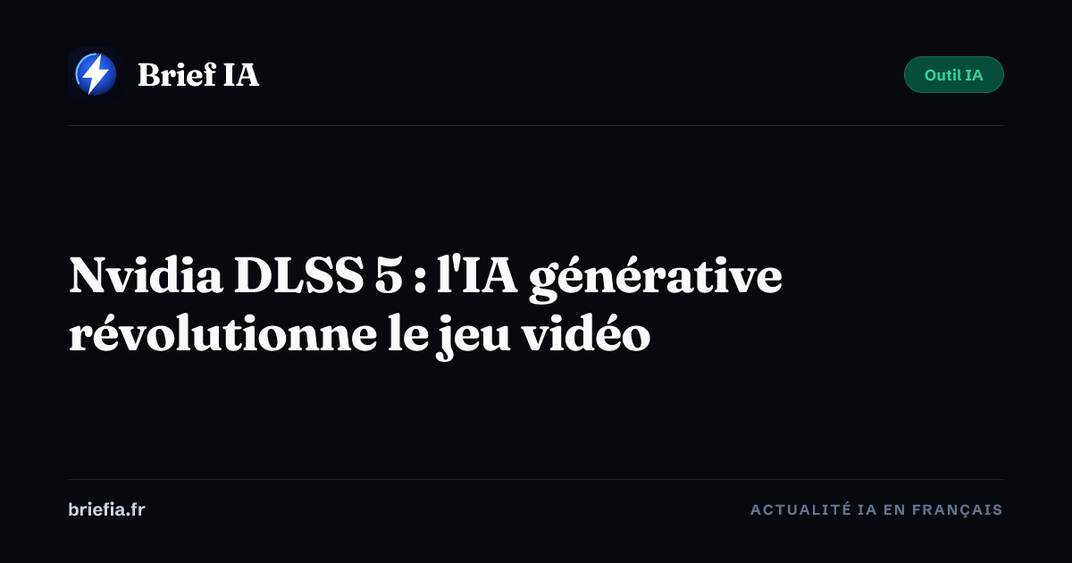 Brief IA : Nvidia DLSS 5 : l'IA générative révolutionne le jeu vidéo