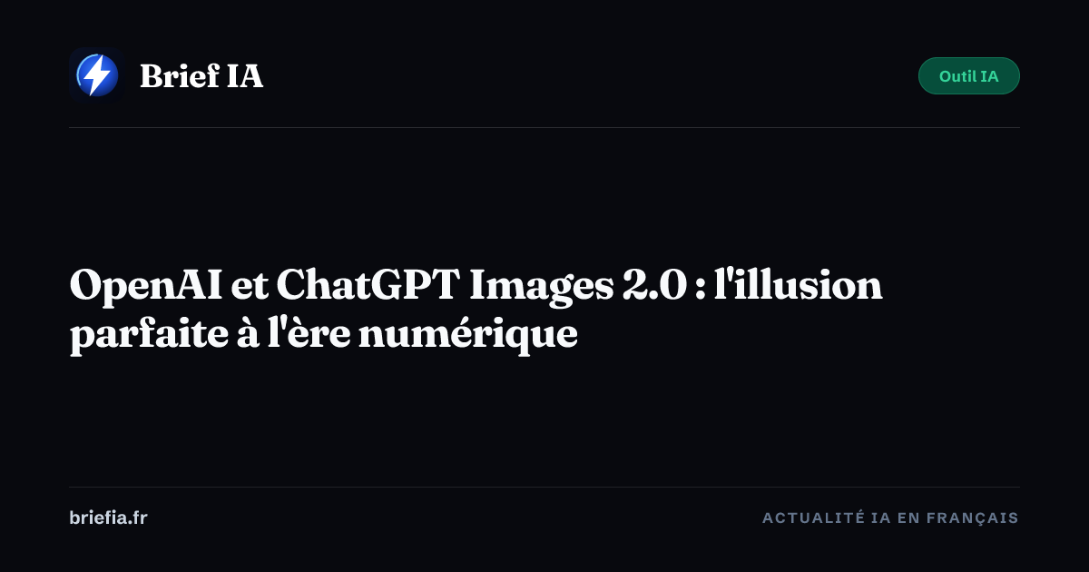Brief IA : OpenAI et ChatGPT Images 2.0 : l'illusion parfaite à l'ère numérique