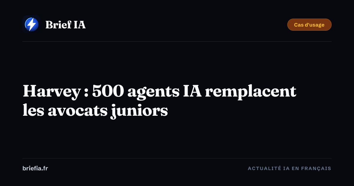 Brief IA : Harvey : 500 agents IA remplacent les avocats juniors