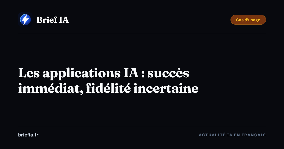 Brief IA : Les applications IA : succès immédiat, fidélité incertaine