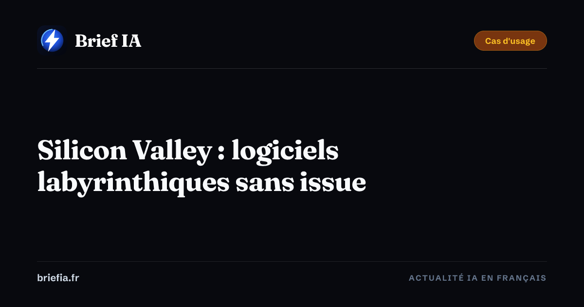 Brief IA : Silicon Valley : logiciels labyrinthiques sans issue